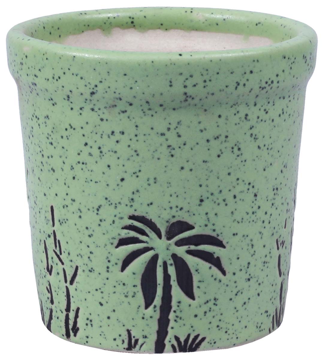 Wholesale Round Ceramic Planter - Hand Painted Kiwi Green & Black With Mottled / Marble Finish & Small Botanical Details - Drainage Hole – Buy Bulk Garden / Patio / Outdoor / Indoor Décor Accessories