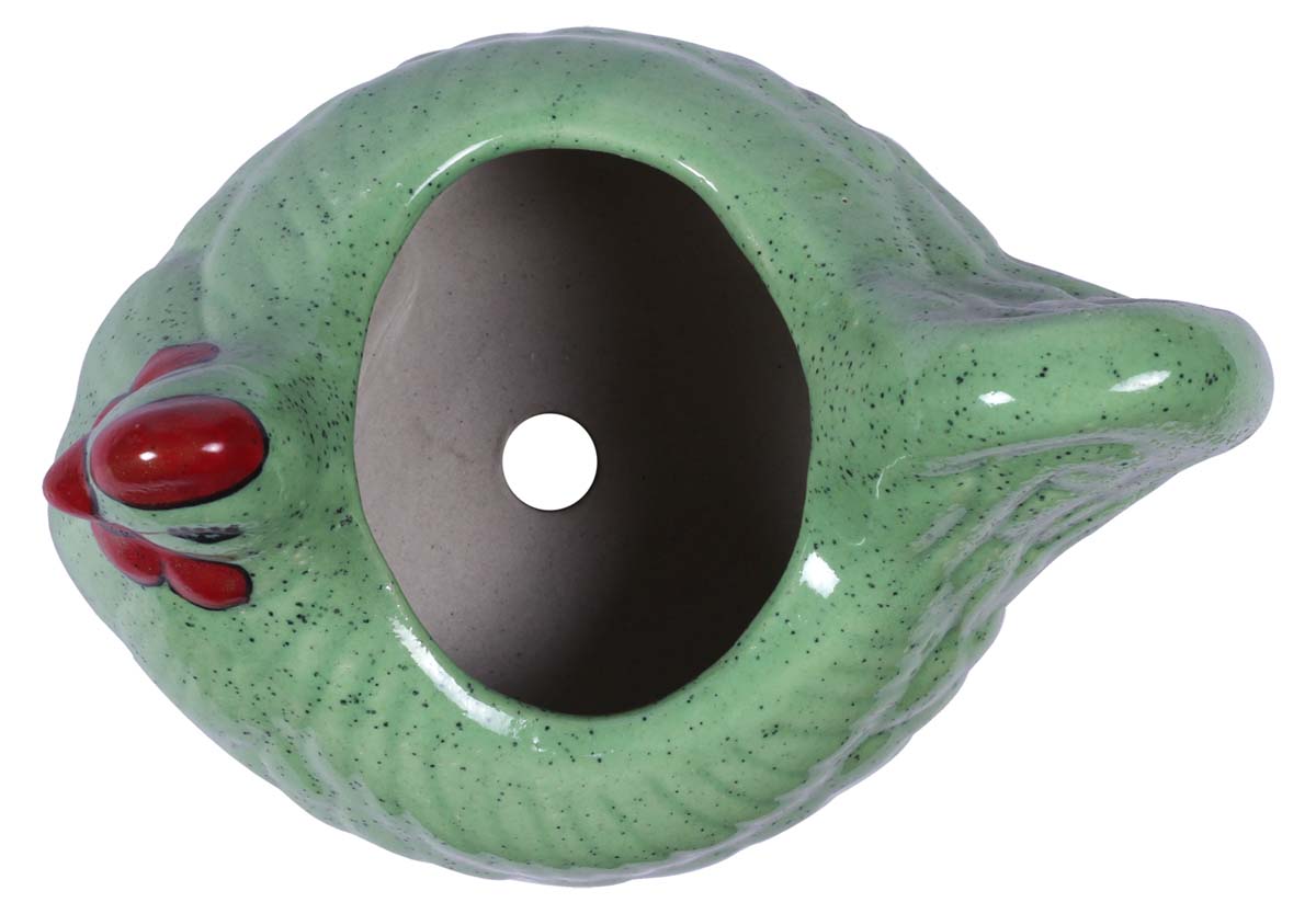 Wholesale Hen Shaped Ceramic Planter – Hand Painted Kiwi Green Red With Mottled / Marble Finish - Drainage Hole – Buy Bulk Garden / Patio / Outdoor / Indoor Décor Accessories