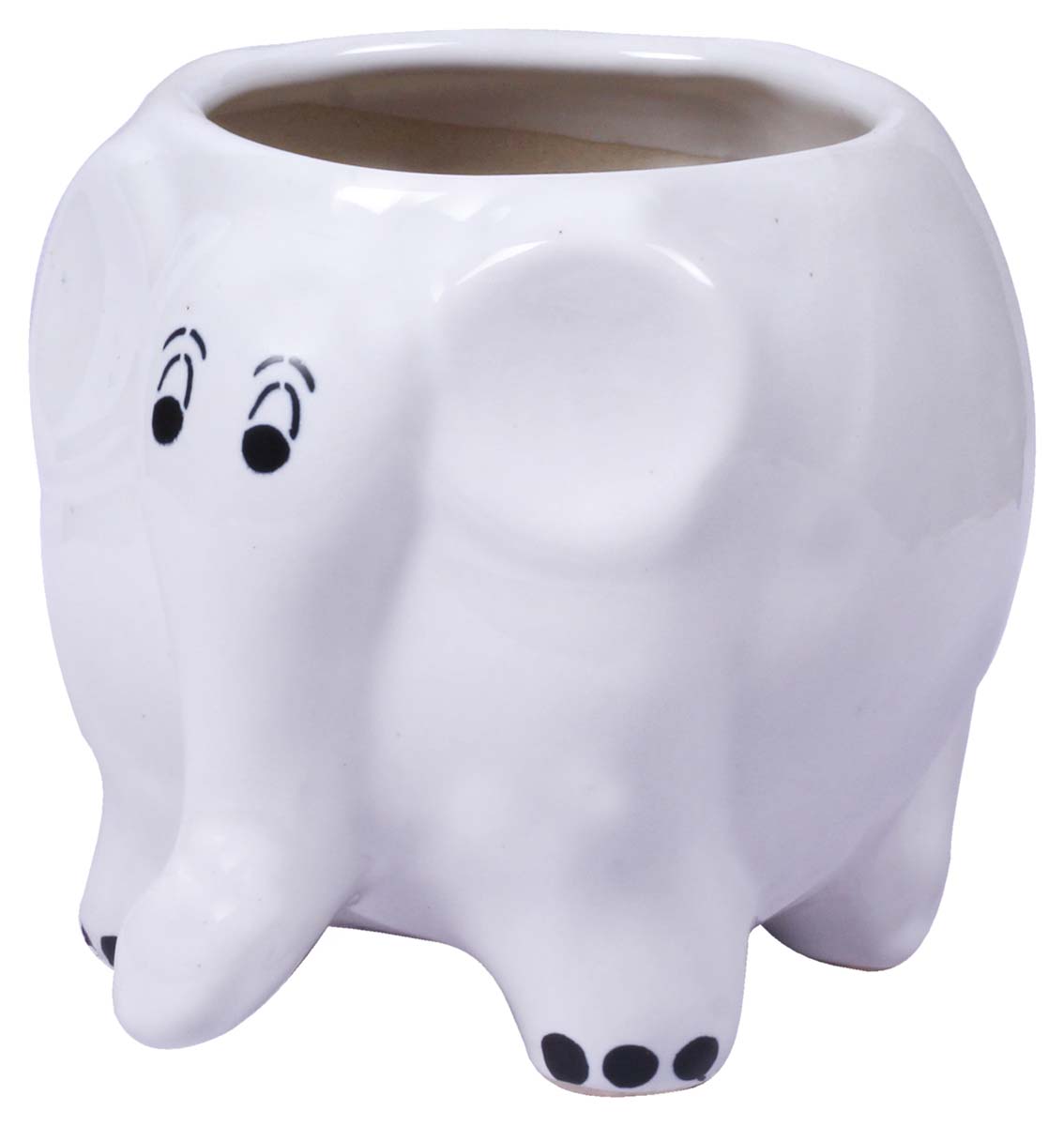Wholesale Ceramic Mini Elephant Planter - Hand Painted White With Black Highlights - Drainage Hole – Buy Bulk Garden / Patio / Outdoor / Indoor Décor Accessories