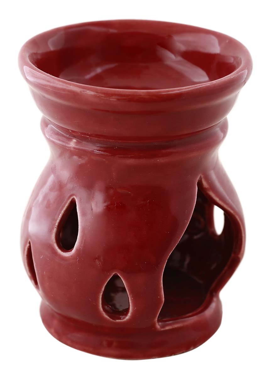 Wholesale Ceramic 4.7 Inches Essential Tealight Oil Diffuser - Bulk Buy Red Aromatherapy Fragrance Vaporizer/ Wax Melt/Tart Warmer - Fragrance & Home Decor Accessories