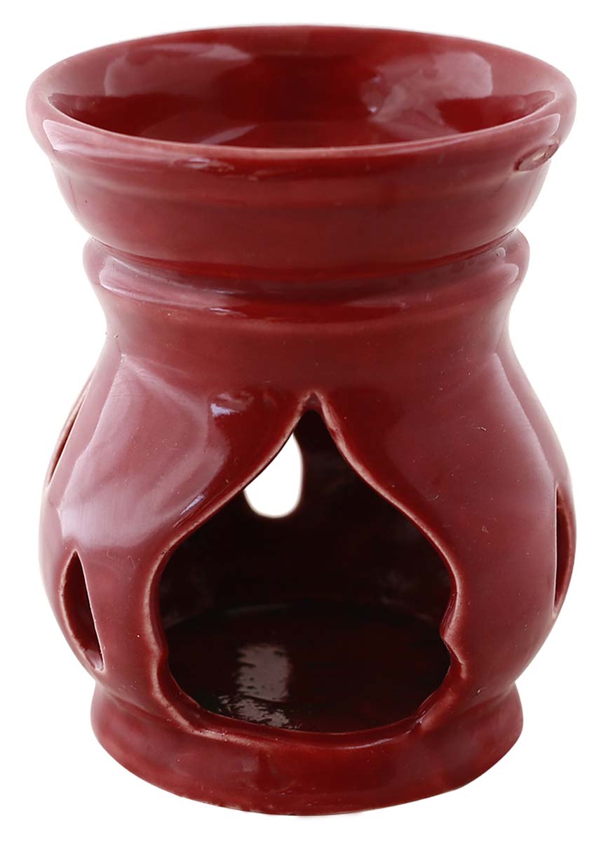 Wholesale Ceramic 4.7 Inches Essential Tealight Oil Diffuser - Bulk Buy Red Aromatherapy Fragrance Vaporizer/ Wax Melt/Tart Warmer - Fragrance & Home Decor Accessories