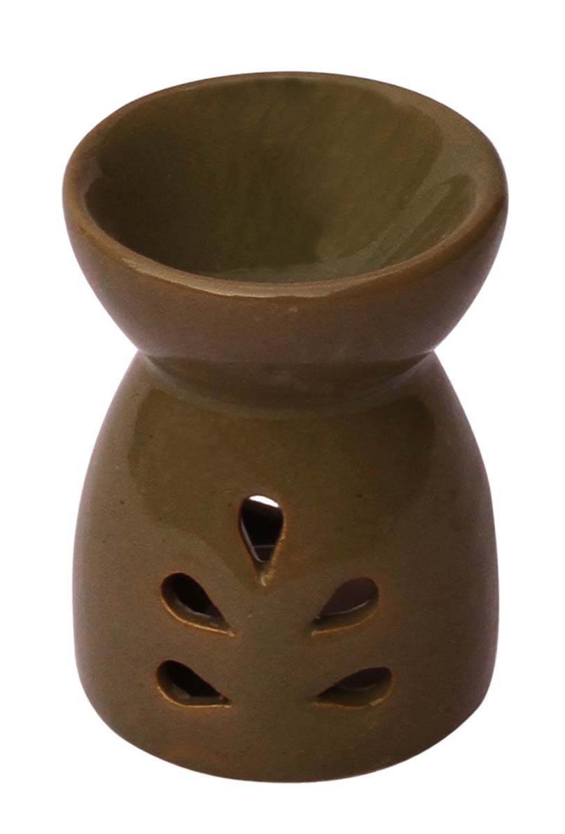 Wholesale Essential Oil Diffuser - Bulk Buy 4.6” Ceramic Olive Green Aromatherapy Wax Melt/Tart Warmer with In-Build Receptacle Bowl - Essential Fragrance Accessories