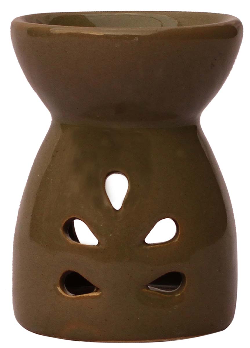 Wholesale Essential Oil Diffuser - Bulk Buy 4.6” Ceramic Olive Green Aromatherapy Wax Melt/Tart Warmer with In-Build Receptacle Bowl - Essential Fragrance Accessories