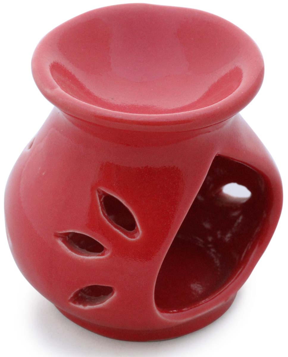 Wholesale 3.6” Essential Oil Diffuser - Bulk Buy Red Ceramic Aromatherapy Wax Melt/Tart Warmer - Essential Fragrance Accessories