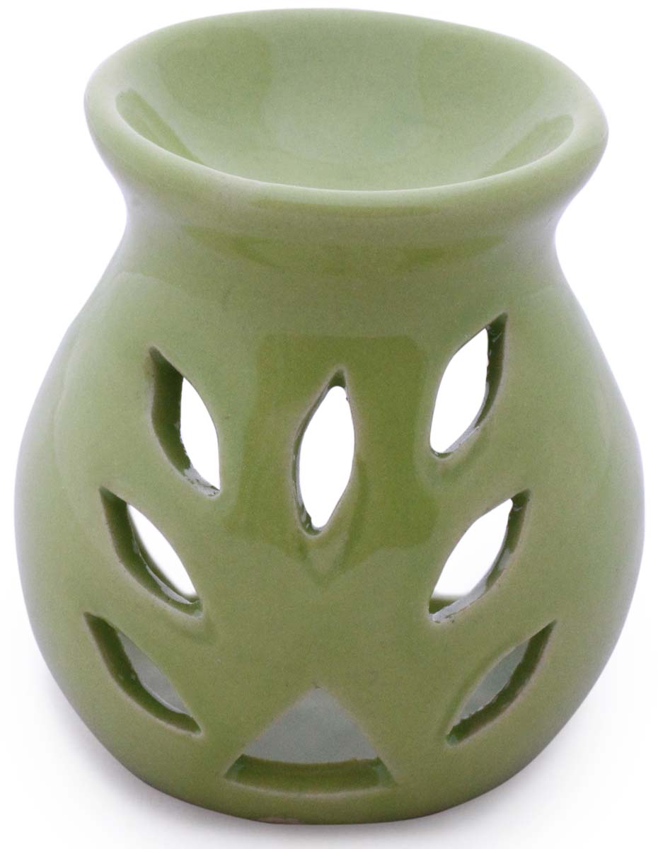Wholesale Ceramic 3.5 Inches Essential Tealight Oil Diffuser - Bulk Buy Green Aromatherapy Fragrance Vaporizer/ Wax Melt/Tart Warmer - Fragrance & Home Decor Accessories