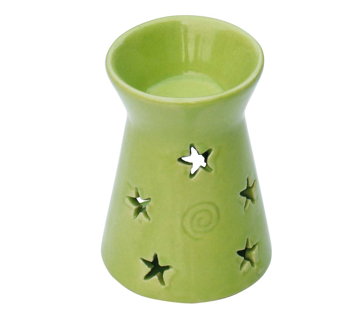 Wholesale 4.8" Ceramic Essential Oil Diffuser - Bulk Buy Lemon Green Aromatherapy Wax Melt/Tart Warmer - Star Motifs - Essential Fragrance Accessories