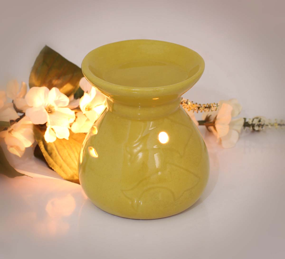 Wholesale Soapstone 4.5 Inches Essential Tealight Oil Diffuser - Bulk Buy Yellow Ceramic Aromatherapy Fragrance Vaporizer/ Wax Melt/Tart Warmer - Fragrance & Home Decor Accessories