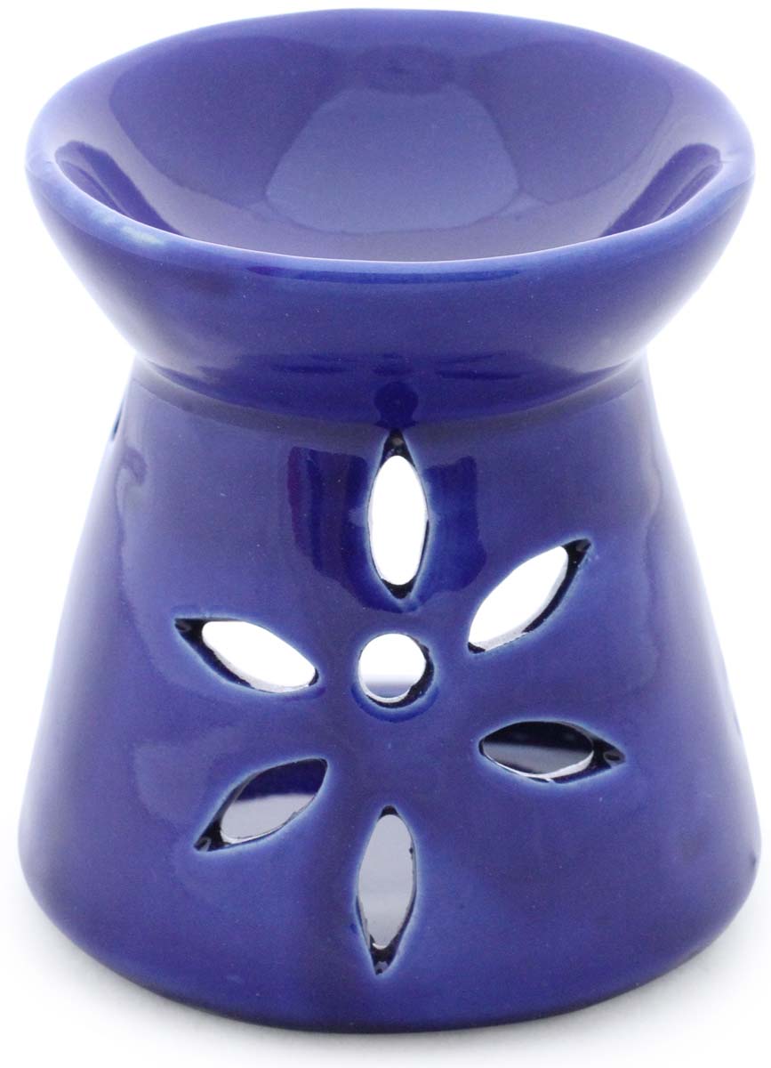 Wholesale Ceramic 3.5 Inches Essential Oil Diffuser - Bulk Buy Cobalt Blue Aromatherapy Fragrance Vaporizer/ Wax Melt/Tart Warmer - Floral Motif Filigree - Fragrance & Home Decor Accessories