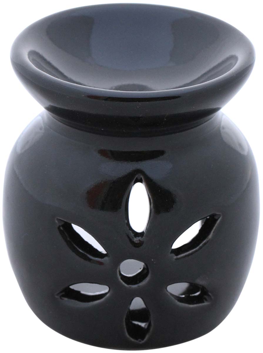 Wholesale Essential Oil Diffuser - Bulk Buy Black Ceramic Aromatherapy Wax Melt/Tart Warmer - Floral Cut Work - Essential Fragrance Accessories