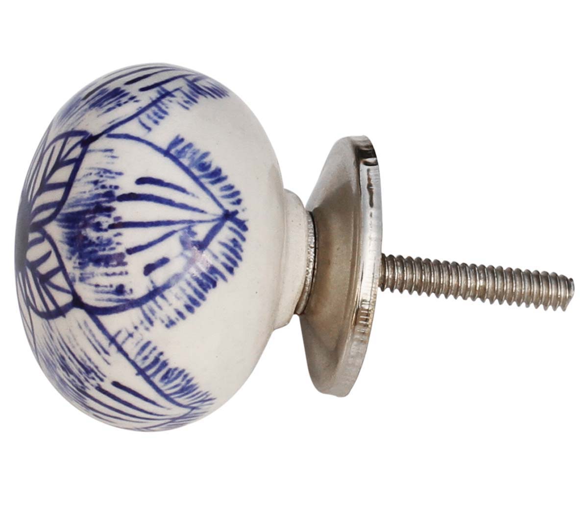 Buy in Bulk Wholesale Set of 6 Ceramic Door Knobs/ Drawer Pulls/ Handles Handmade with Blue Flowers on White