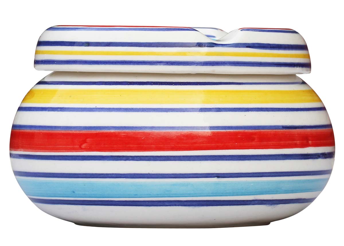 Buy in Bulk Wholesale - Circular Patterns - Handmade 4.6" Ceramic Moroccan Style Ashtray with 3 Cigarette Holder Slots - Home/Office Decor
