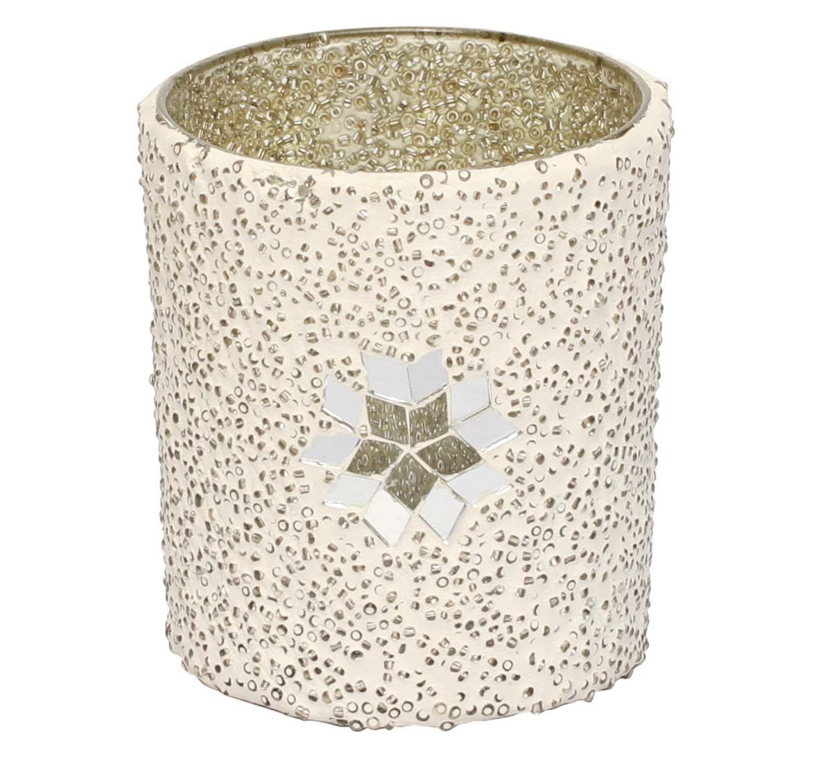  Lights of Fairyland - Handmade 3.4x3.7 Inches Glass Tealight / Votive Candle Holder in White Color & Mosaic Art - Centerpieces / Table Top Accessories – Home Décor   - Buy in Bulk Wholesale