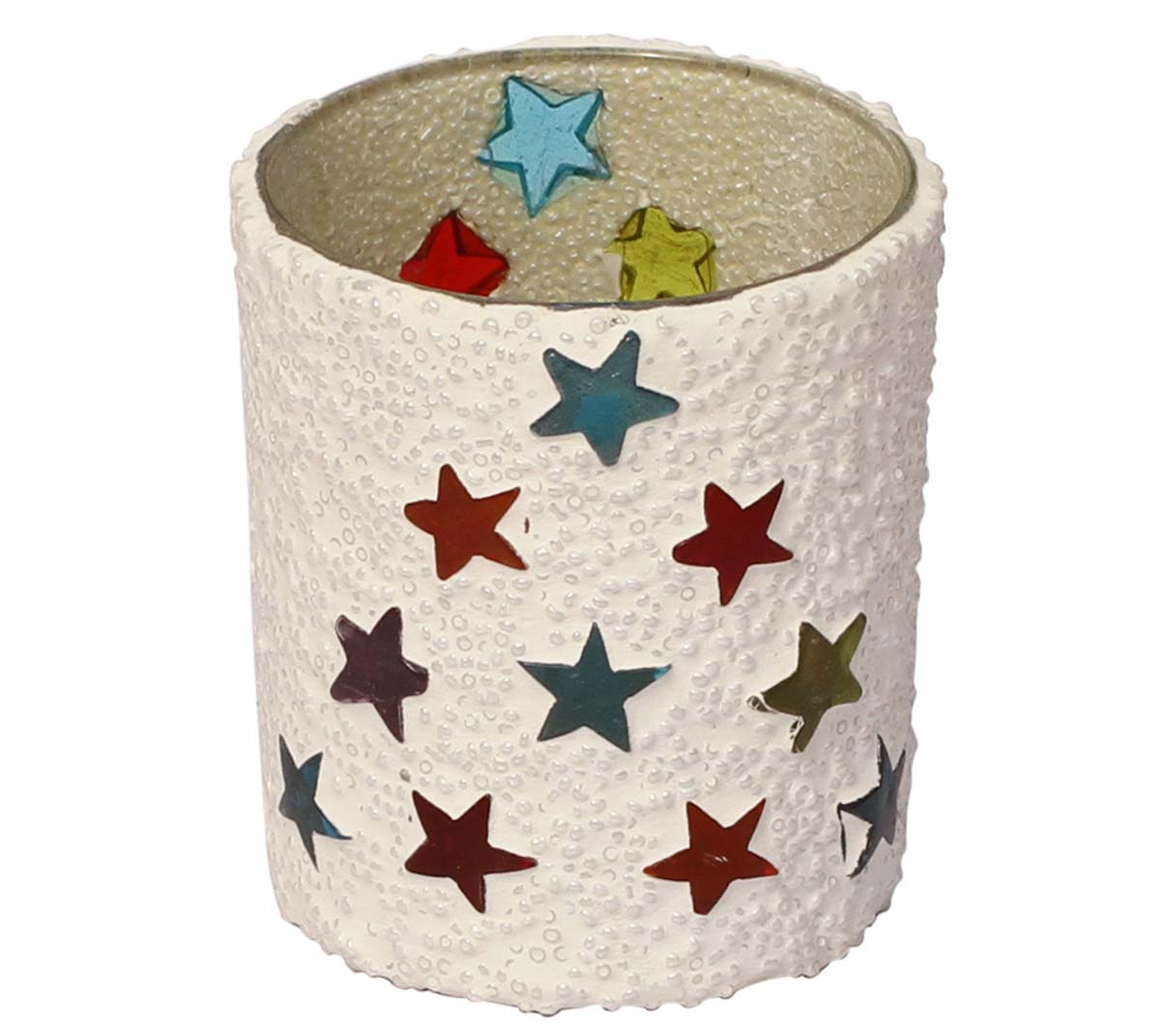 Buy in Bulk Wholesale Tealight Candle Holder/Handmade 3.7” Votive Candle Stand in Glass & Mosaic Art with Star Designs - Interior Decorating Items - Home Decor