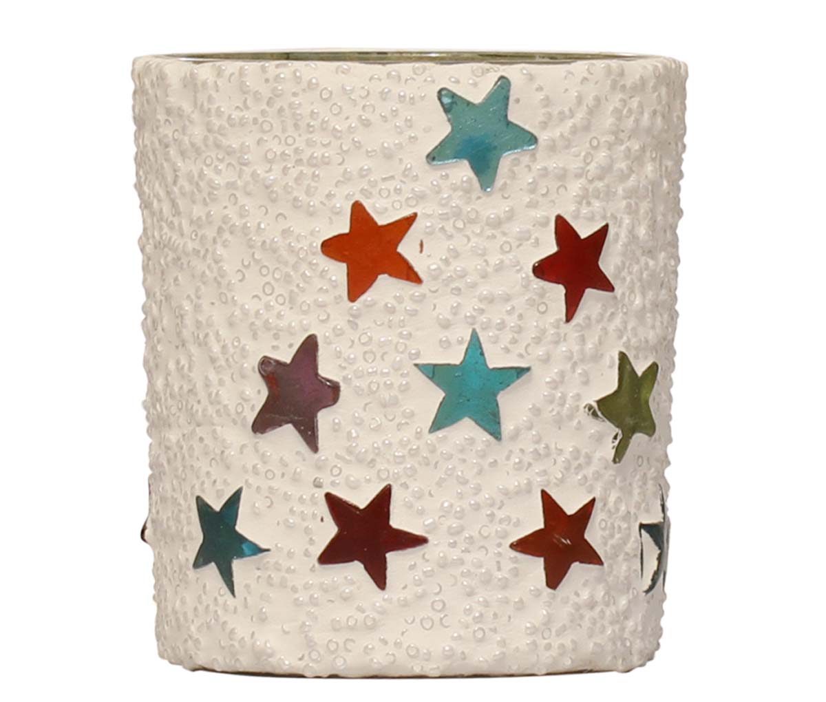 Buy in Bulk Wholesale Tealight Candle Holder/Handmade 3.7” Votive Candle Stand in Glass & Mosaic Art with Star Designs - Interior Decorating Items - Home Decor