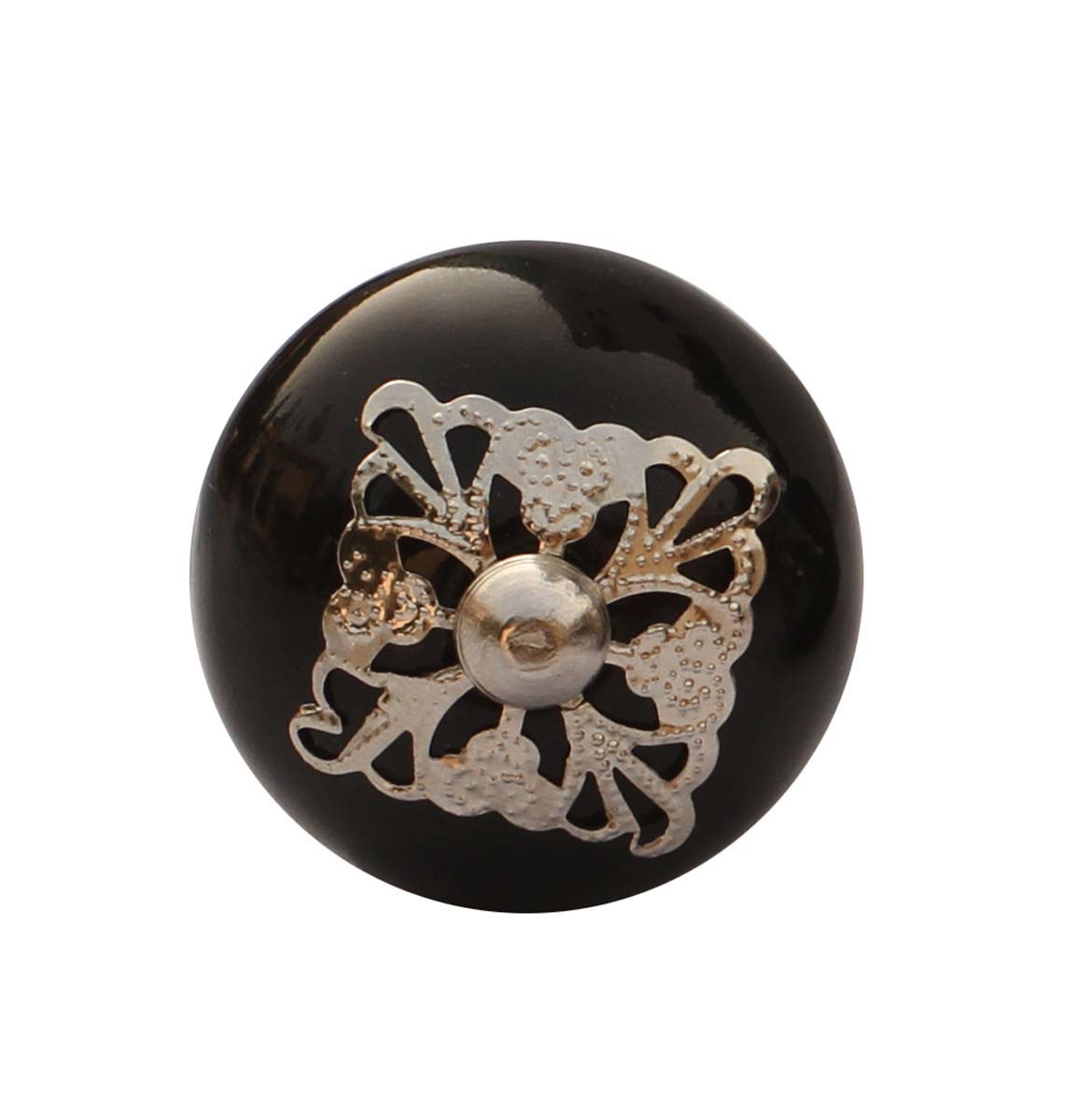 Black Interiors - Set of 6 Handmade Round Shape Black Color Knobs / Pulls in Ceramic & Metal for Drawers / Dressers / Cupboards – Home Décor - Buy in Bulk Wholesale