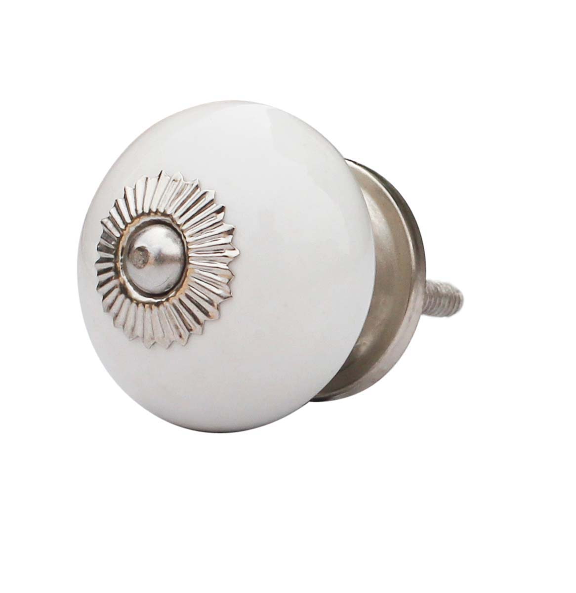 Buy in Bulk Wholesale Set of 6 - Ceramic Knobs & Pulls/Handles in White Color for Dressers/Drawers/Kids Cupboards Handmade Ceramic Round Shape - Home Decor