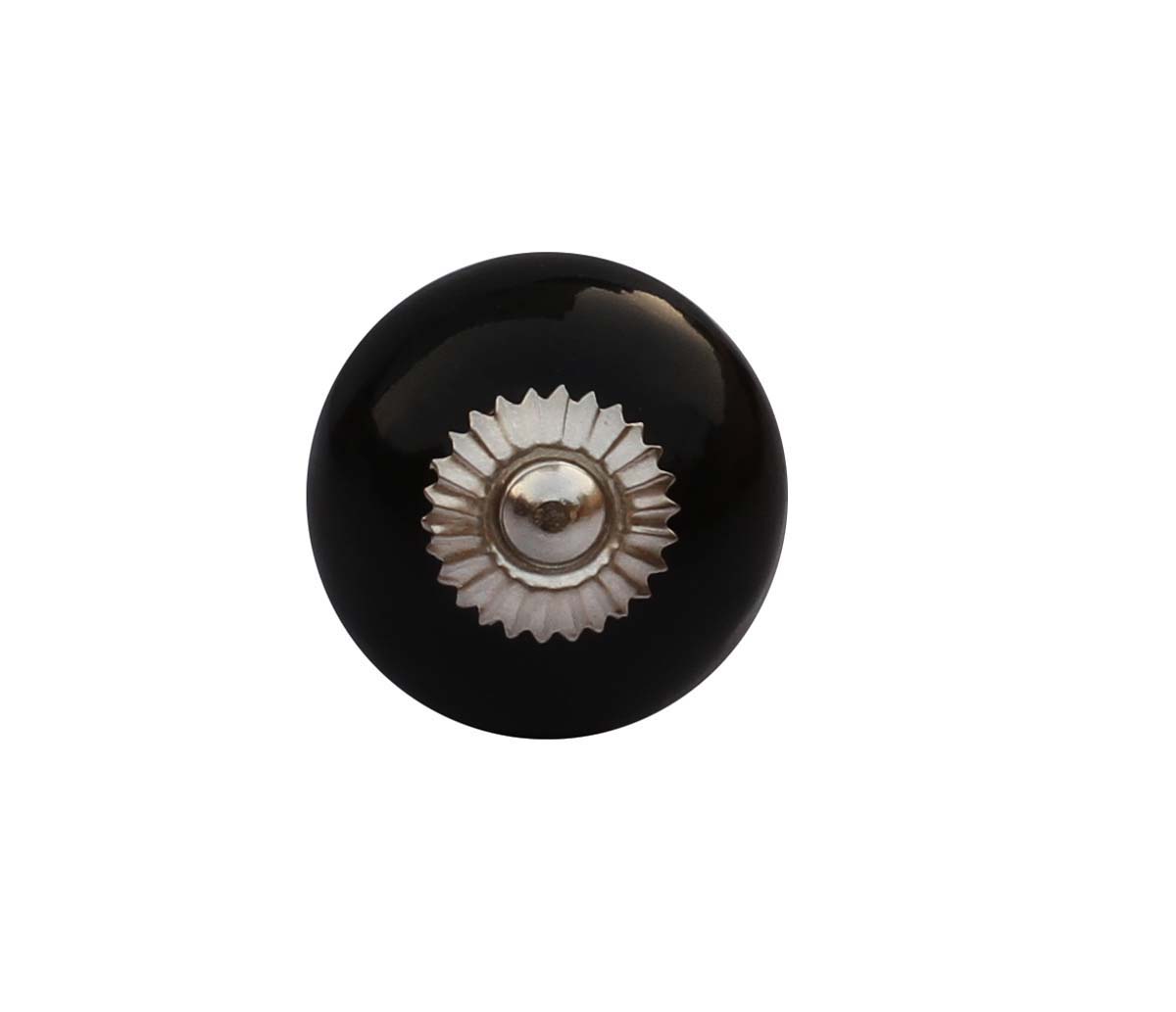 Buy Bulk Wholesale Set of 6 Round Ceramic Knobs – Black With Metal Detailing - Cabinets & Cupboard Hardware / Dresser Accessories
