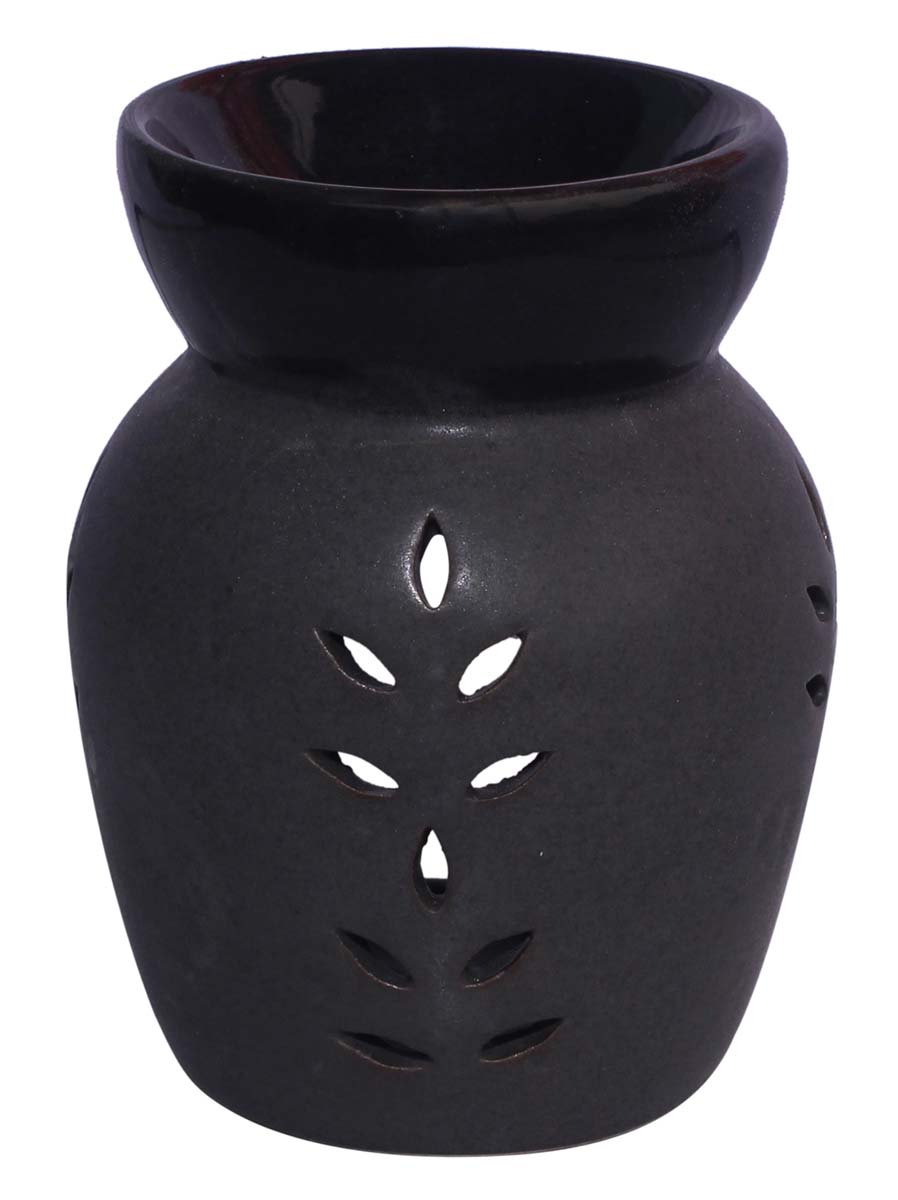 Glossy & Mat Black Colored Ceramic Oil Diffuser - Aromatherapy Oil Warmer / Burner with In-Build Receptacle Bowl - Home Decor Accessories & Supplies - Buy in Bulk Wholesale