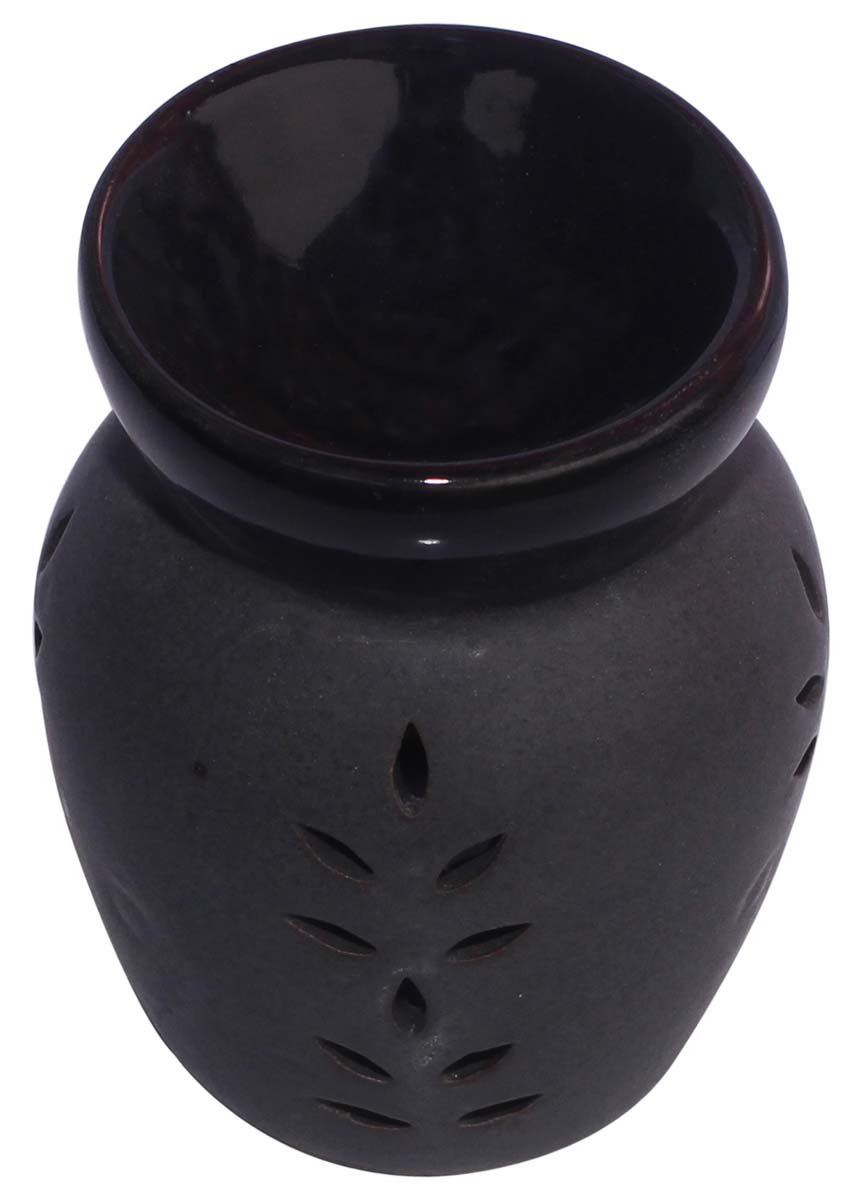 Glossy & Mat Black Colored Ceramic Oil Diffuser - Aromatherapy Oil Warmer / Burner with In-Build Receptacle Bowl - Home Decor Accessories & Supplies - Buy in Bulk Wholesale