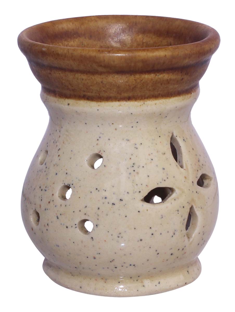 Dark & Light Brown Colored Ceramic Oil Diffuser - Aromatherapy Oil Warmer / Burner with In-Build Receptacle Bowl - Home Decor Accessories & Supplies - Buy in Bulk Wholesale