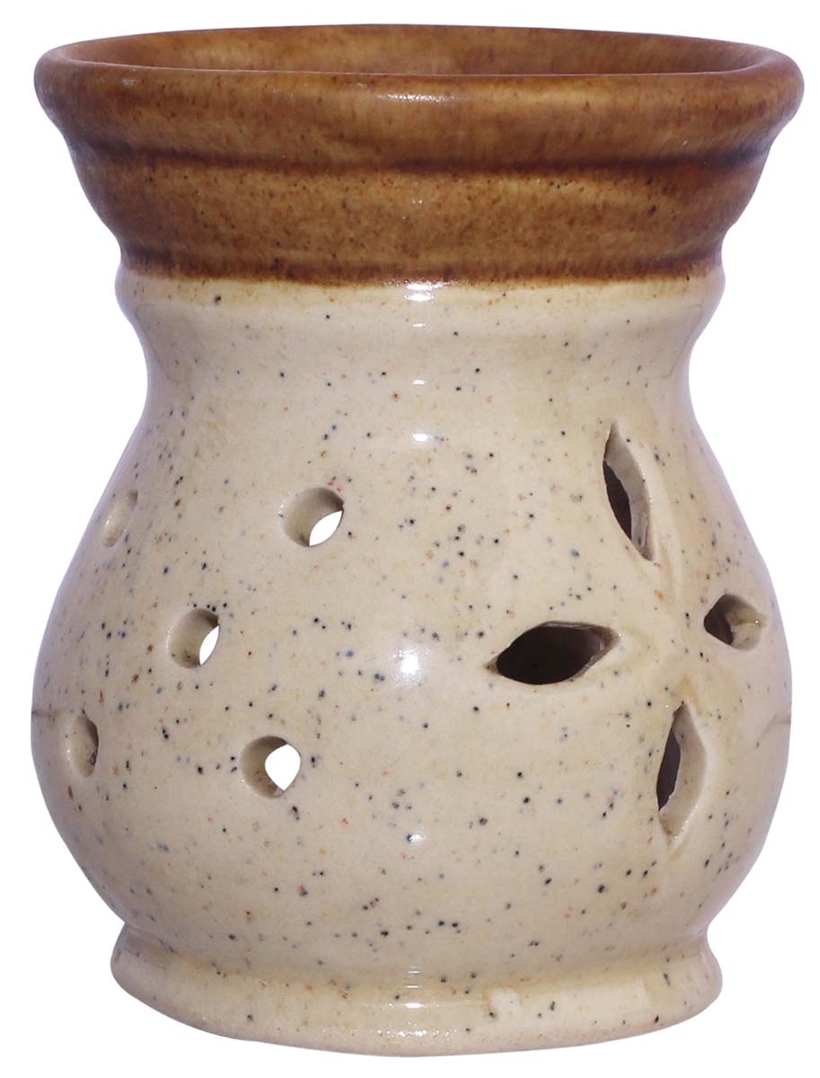 Dark & Light Brown Colored Ceramic Oil Diffuser - Aromatherapy Oil Warmer / Burner with In-Build Receptacle Bowl - Home Decor Accessories & Supplies - Buy in Bulk Wholesale