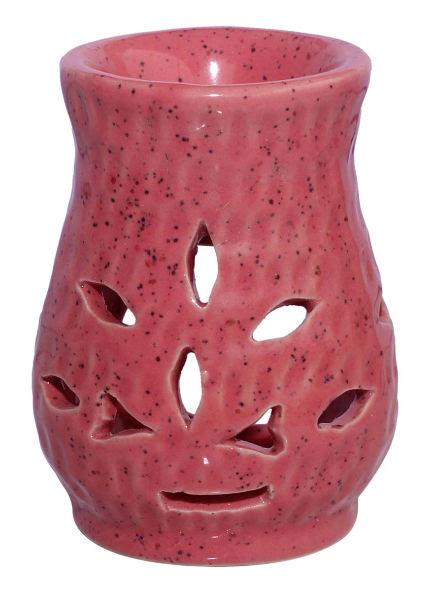 Rose Colored Ceramic Oil Diffuser - Aromatherapy Oil Warmer / Burner with In-Build Receptacle Bowl - Home Decor Accessories & Supplies - Buy in Bulk Wholesale