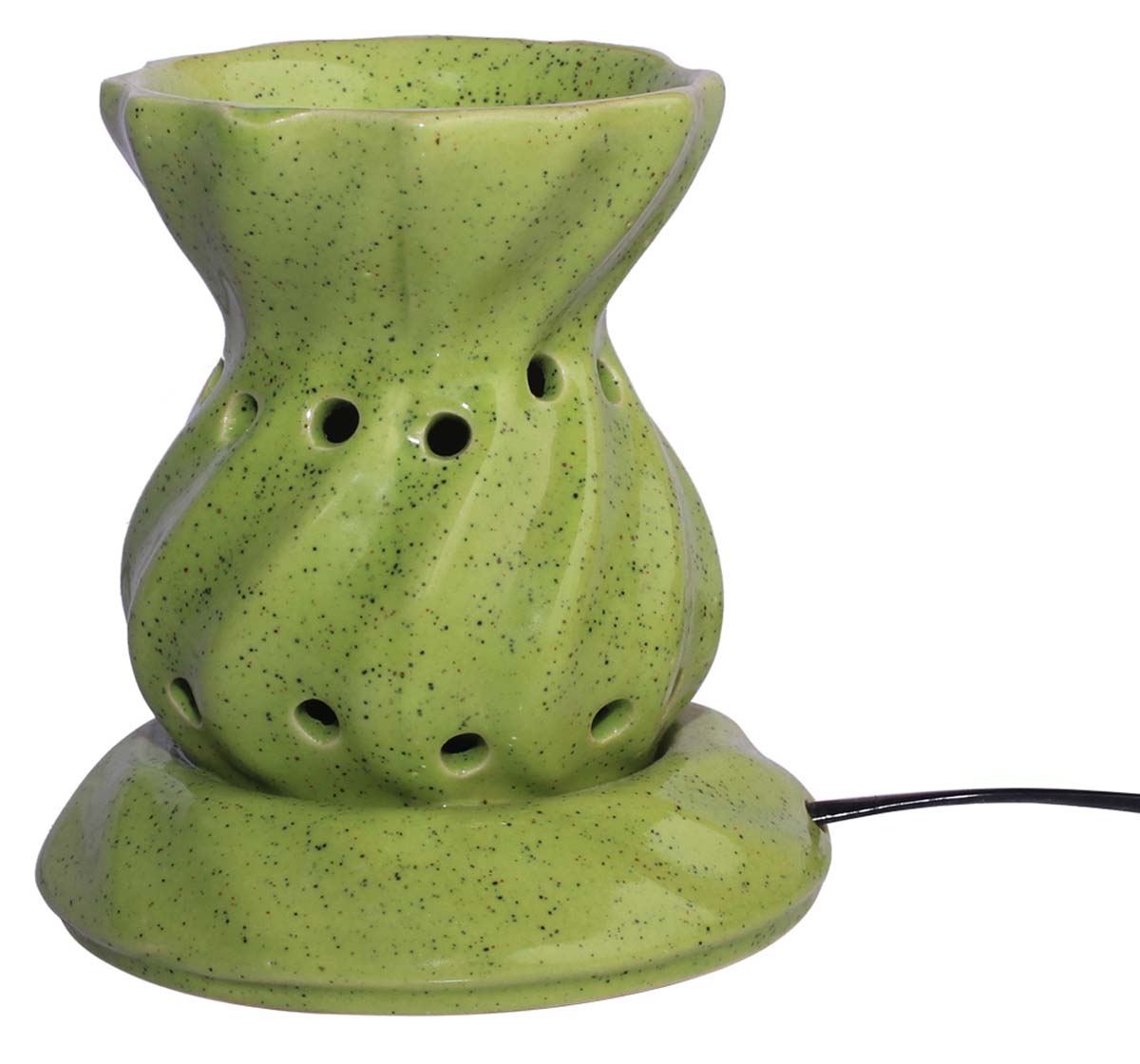 Electric Ceramic Oil Diffuser - Lime Green with Mottled / Marble Finish - Aromatherapy Oil Warmer - Essential Fragrance Accessories - Buy in Bulk Wholesale