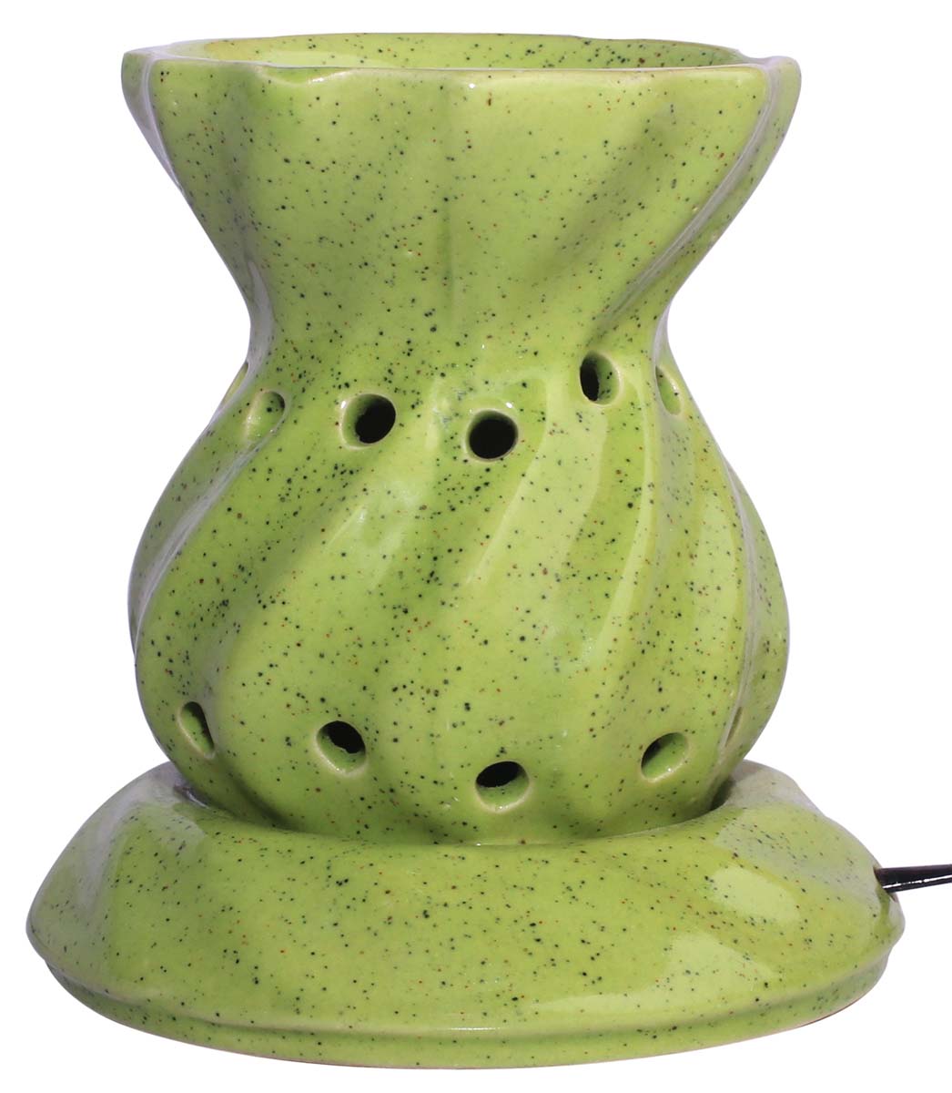 Electric Ceramic Oil Diffuser - Lime Green with Mottled / Marble Finish - Aromatherapy Oil Warmer - Essential Fragrance Accessories - Buy in Bulk Wholesale