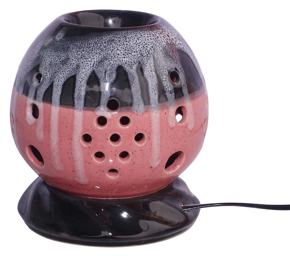 Electric Ceramic Oil Diffuser - Black Pink with Mottled / Marble Finish & Color Drip White - Aromatherapy Oil Warmer - Essential Fragrance Accessories - Buy in Bulk Wholesale