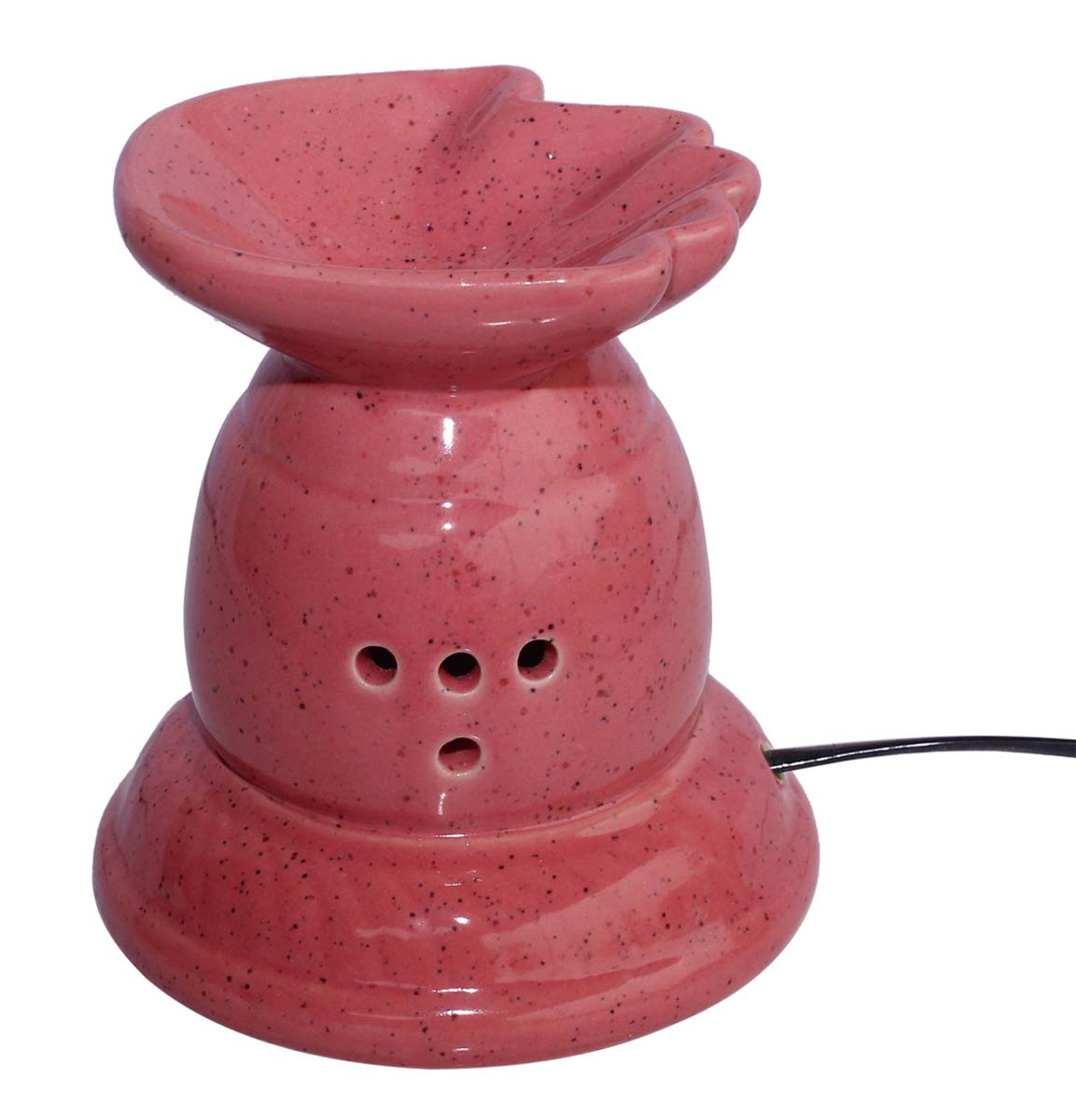 Electric Ceramic Oil Diffuser - Rose Pink with Mottled / Marble Finish & Hand Shaped Receptacle Bowl - Aromatherapy Oil Warmer - Essential Fragrance Accessories - Buy in Bulk Wholesale