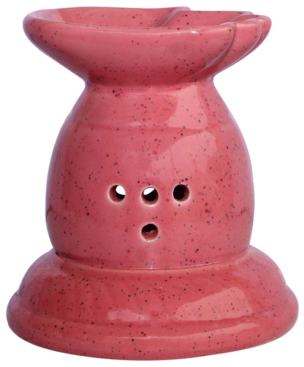 Electric Ceramic Oil Diffuser - Rose Pink with Mottled / Marble Finish & Hand Shaped Receptacle Bowl - Aromatherapy Oil Warmer - Essential Fragrance Accessories - Buy in Bulk Wholesale