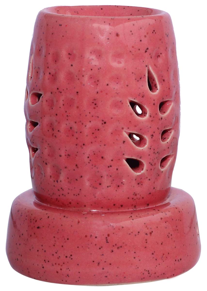 Electric Ceramic Oil Diffuser - Pink with Mottled / Marble Finish & Leaf Cut-Work - Aromatherapy Oil Warmer - Essential Fragrance Accessories - Buy in Bulk Wholesale