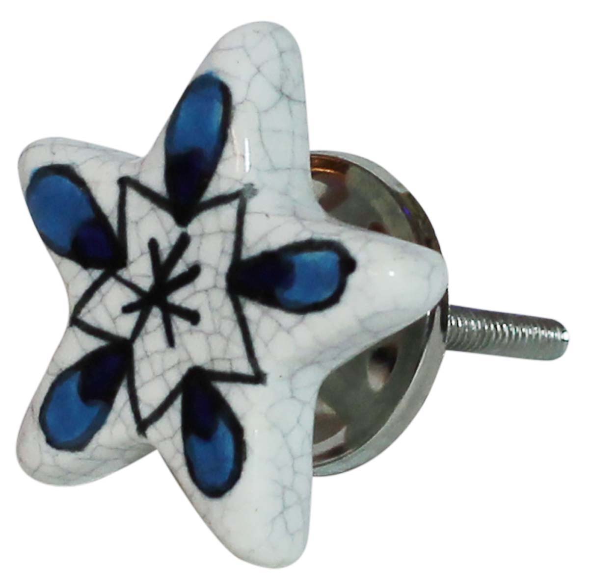 Bulk Wholesale Chunky Sea Star Cupboard Knobs Set of 6 – Crackle-Glazed – Blue Black & White – Cabinets & Cupboard Hardware / Dresser Accessories