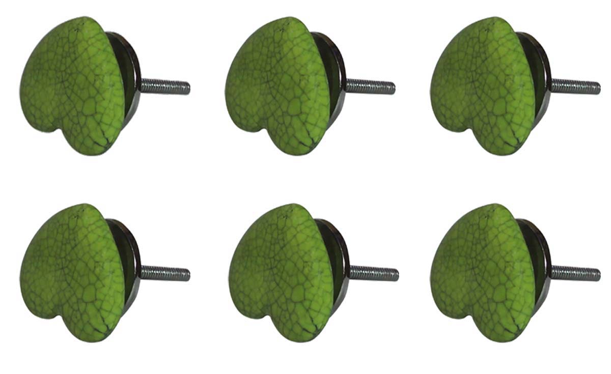 Bulk Wholesale Set of 6 Florescent Green Loving Heart Cupboard Knobs –  Black Crackle-Glazed – Cabinets & Cupboard Hardware / Dresser Accessories