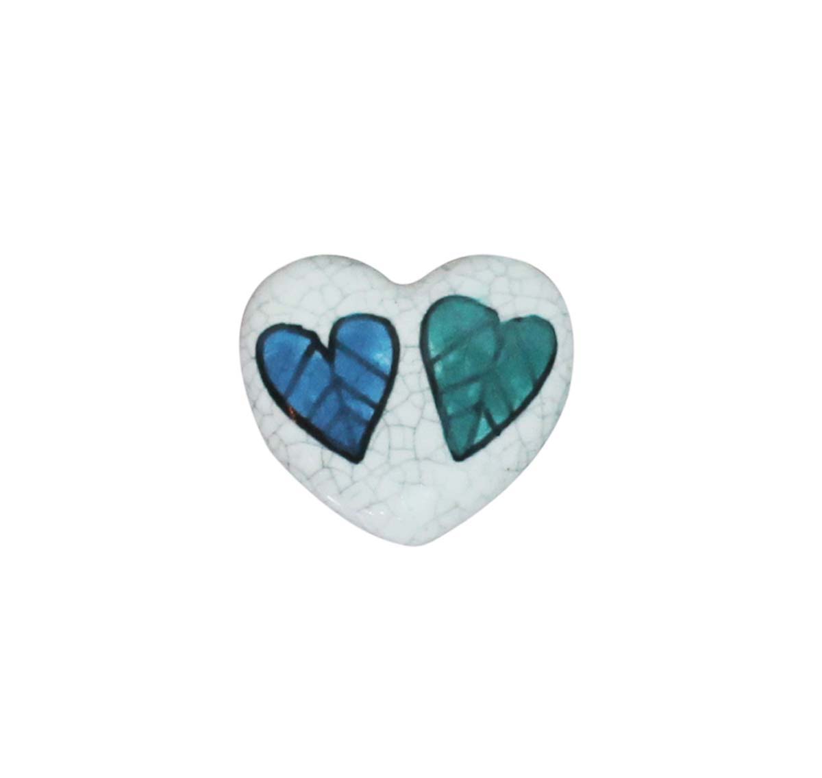 Bulk Wholesale Set of 6 Loving Colorful Heart Cupboard Knobs – Crackle-Glazed – Black & White – Cabinets & Cupboard Hardware / Dresser Accessories