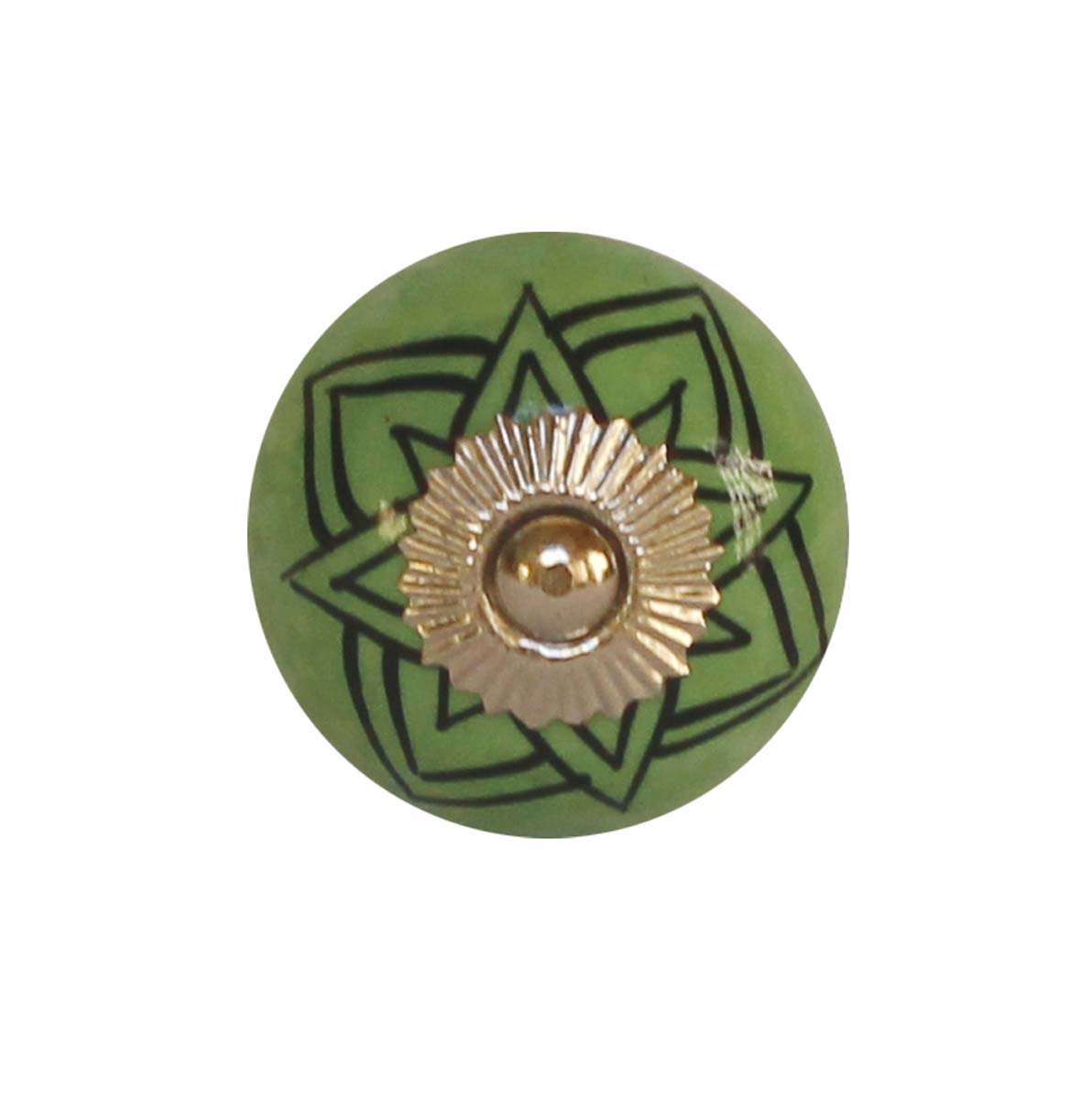 Bulk Wholesale Set of 6 Green & Black Round Ceramic Cupboard Knobs –  Gold-Tone Metal Detailing - Cabinets & Cupboard Hardware / Dresser Accessories