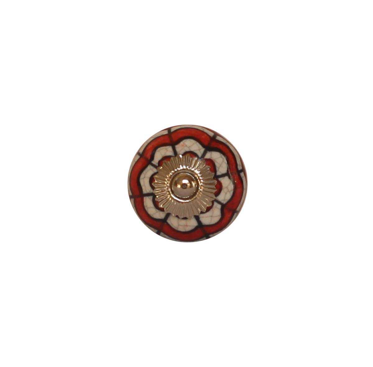 Bulk Wholesale Round Floral Motif Cupboard Knobs Set of 6 – Glazed Crackle-Effect – Cabinets & Cupboard Hardware / Dresser Accessories