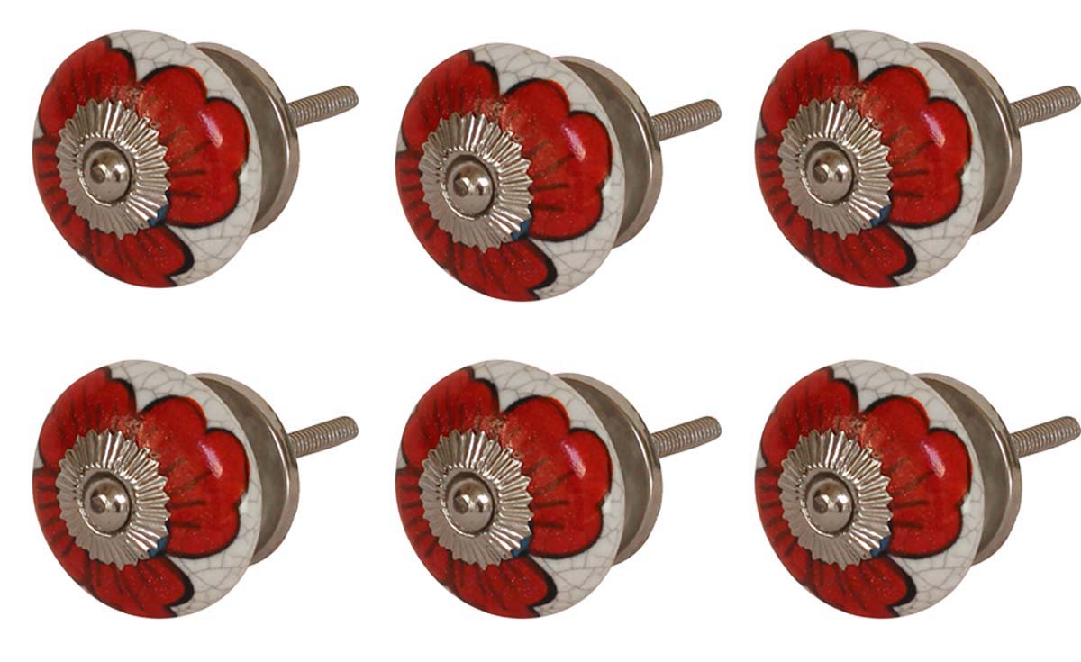 Bulk Wholesale Round Floral Motif Cupboard Knobs Set of 6 – Gold-Tone Metal Detailing – Cabinets & Cupboard Hardware / Dresser Accessories
