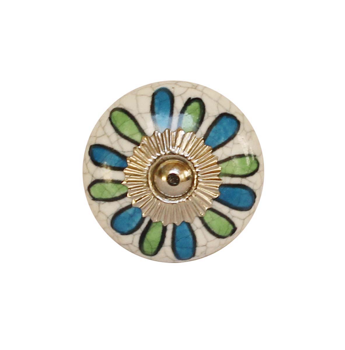 Bulk Wholesale Colorful Round Ceramic Cupboard Knobs Set of 6 – Gold-Tone Metal Detailing - Cabinets & Cupboard Hardware / Dresser Accessories