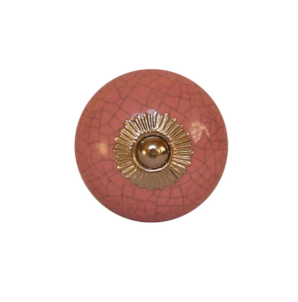 Bulk Wholesale Rose Quartz Round Cupboard Knobs Set of 6 – Glazed Crackle-Effect & Gold-Tone Metal Detailing – Cabinets & Cupboard Hardware / Dresser Accessories