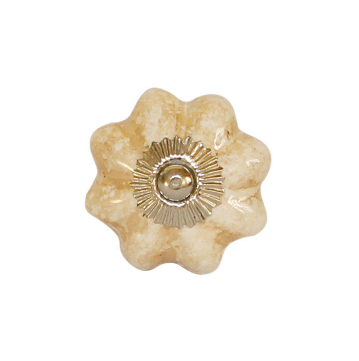 Bulk Wholesale Distressed Cream Brown Melon Shaped Cupboard Knobs Set of 6 – Glazed - Gold-Tone Metal Detailing – Cabinets & Cupboard Hardware / Dresser Accessories