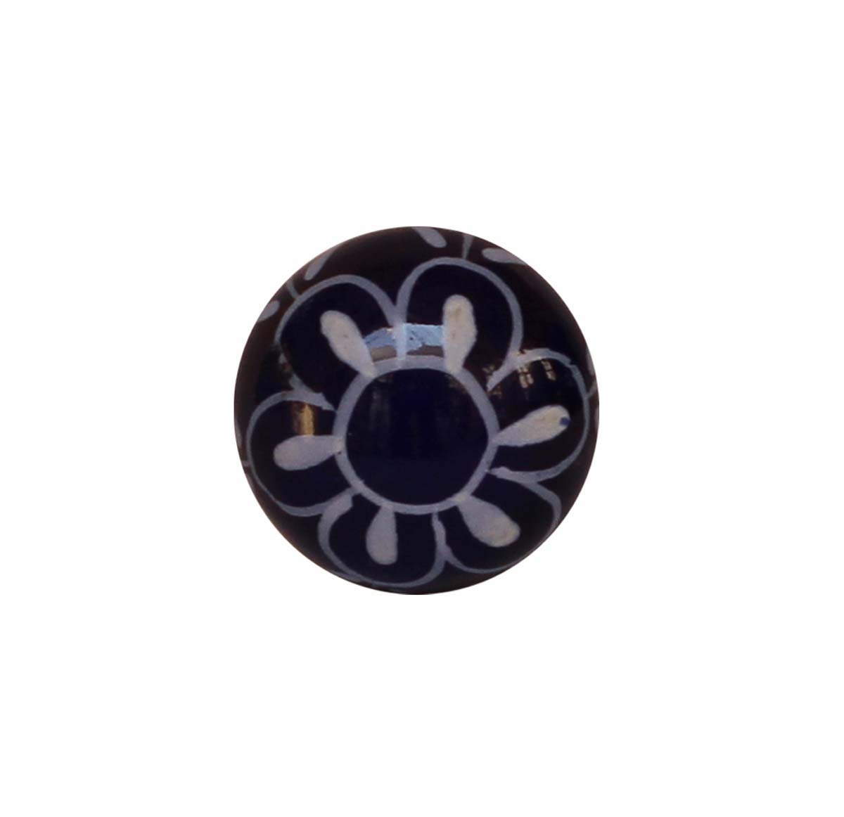 Bulk Wholesale Floral Motif Cupboard Knobs Set of 6 – Cobalt Blue & White Round Knob – Cabinets & Cupboard Hardware / Dresser Accessories