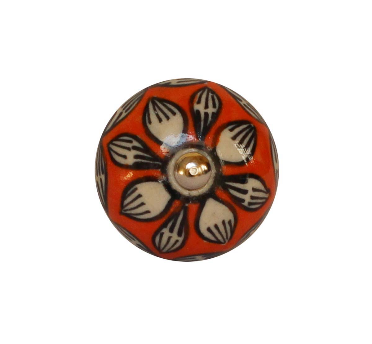 Bulk Wholesale Set of 6 Round Floral Motif Cupboard Knobs – Glazed & Colorful – Cabinets & Cupboard Hardware / Dresser Accessories