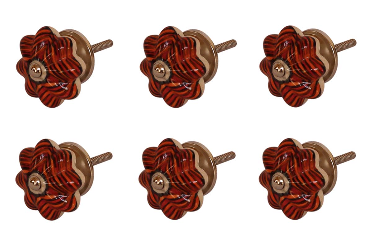 Bulk Wholesale Melon-Shaped Cupboard Knobs Set of 6 – Glazed & Colorful – Cabinets & Cupboard Hardware / Dresser Accessories