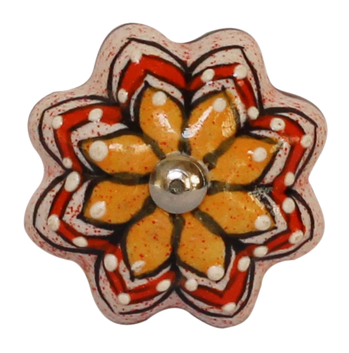 Bulk Wholesale Colorful Floral Motif Cupboard Knobs Set of 6 – Melon-Shaped – Cabinets & Cupboard Hardware / Dresser Accessories