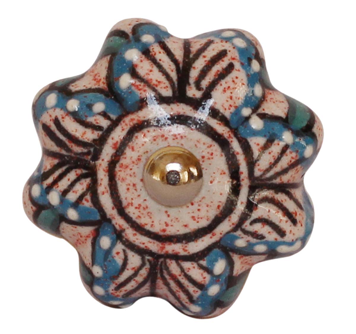 Bulk Wholesale Set of 6 Colorful Floral Motif Melon-Shaped Cupboard Knobs –  Glazed – Cabinets & Cupboard Hardware / Dresser Accessories