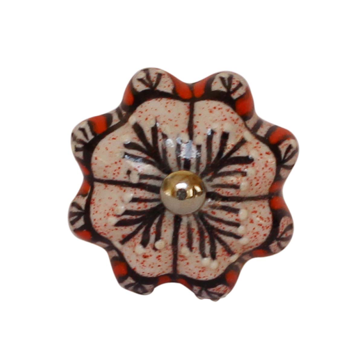 Bulk Wholesale Distressed Melon-Shaped Cupboard Knobs Set of 6 - Glazed – Red Black & White – Cabinets & Cupboard Hardware / Dresser Accessories