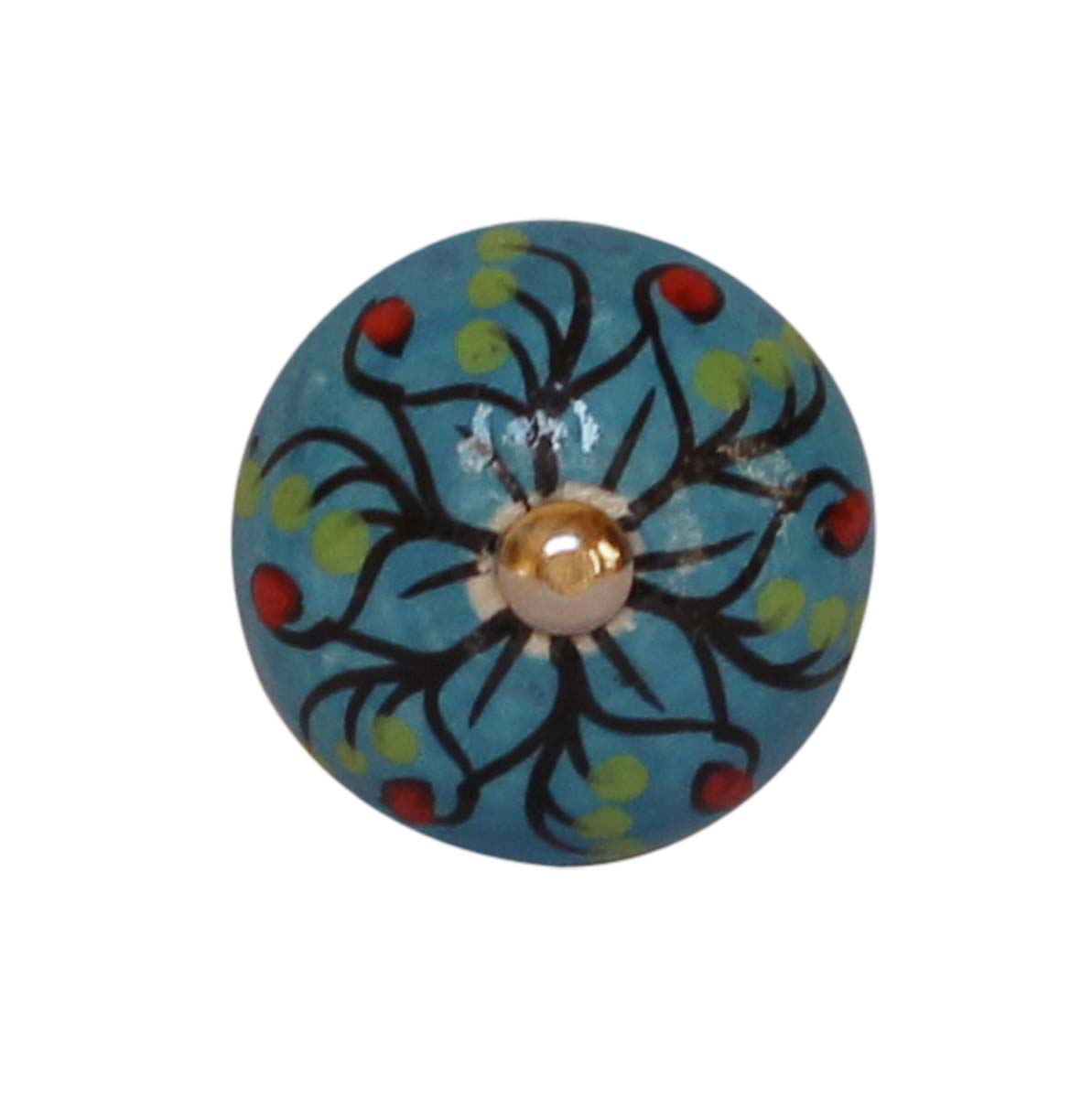 Bulk Wholesale Colorful Round Cupboard Knobs Set of 6 –  Floral Motif & Glazed – Cabinets & Cupboard Hardware / Dresser Accessories