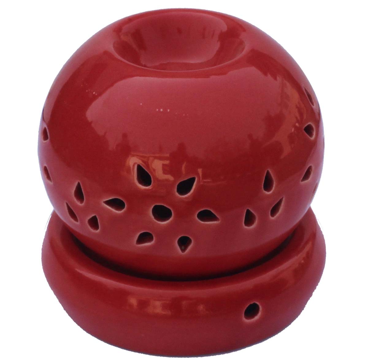 Wholesale Ceramic Orb-Shaped Electric Essential Oil Diffuser - Bulk Buy Red Aromatherapy Electric Wax Melt/Tart Warmer with Floral Motif - Essential Fragrance Accessories