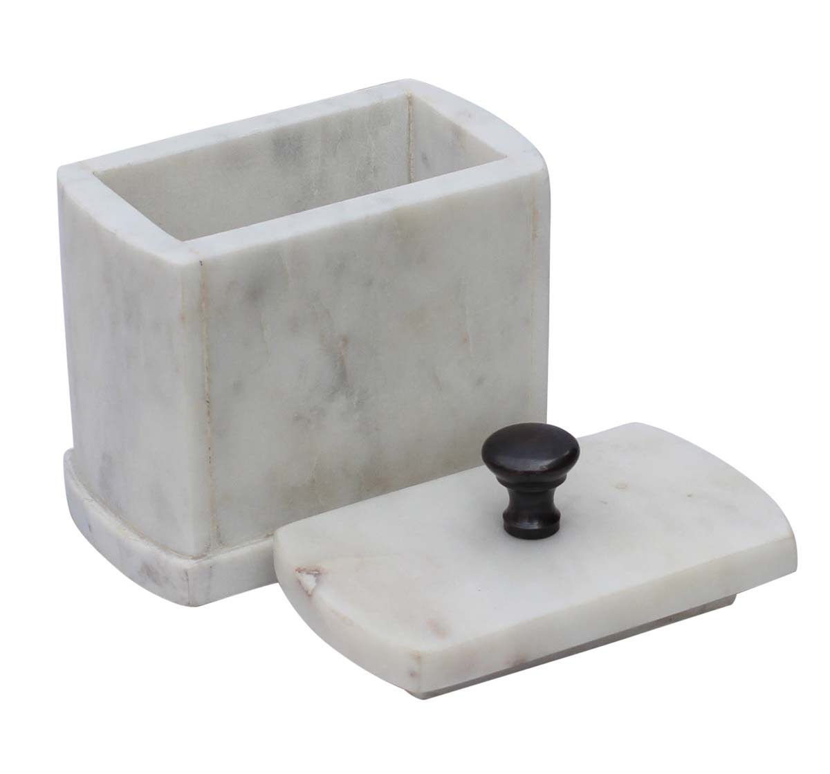 Bulk Wholesale Stone Bath Accessories Set (4 Items) - Hand-Painted White Marble Finish Bath Ensemble/Handmade Vanity Set